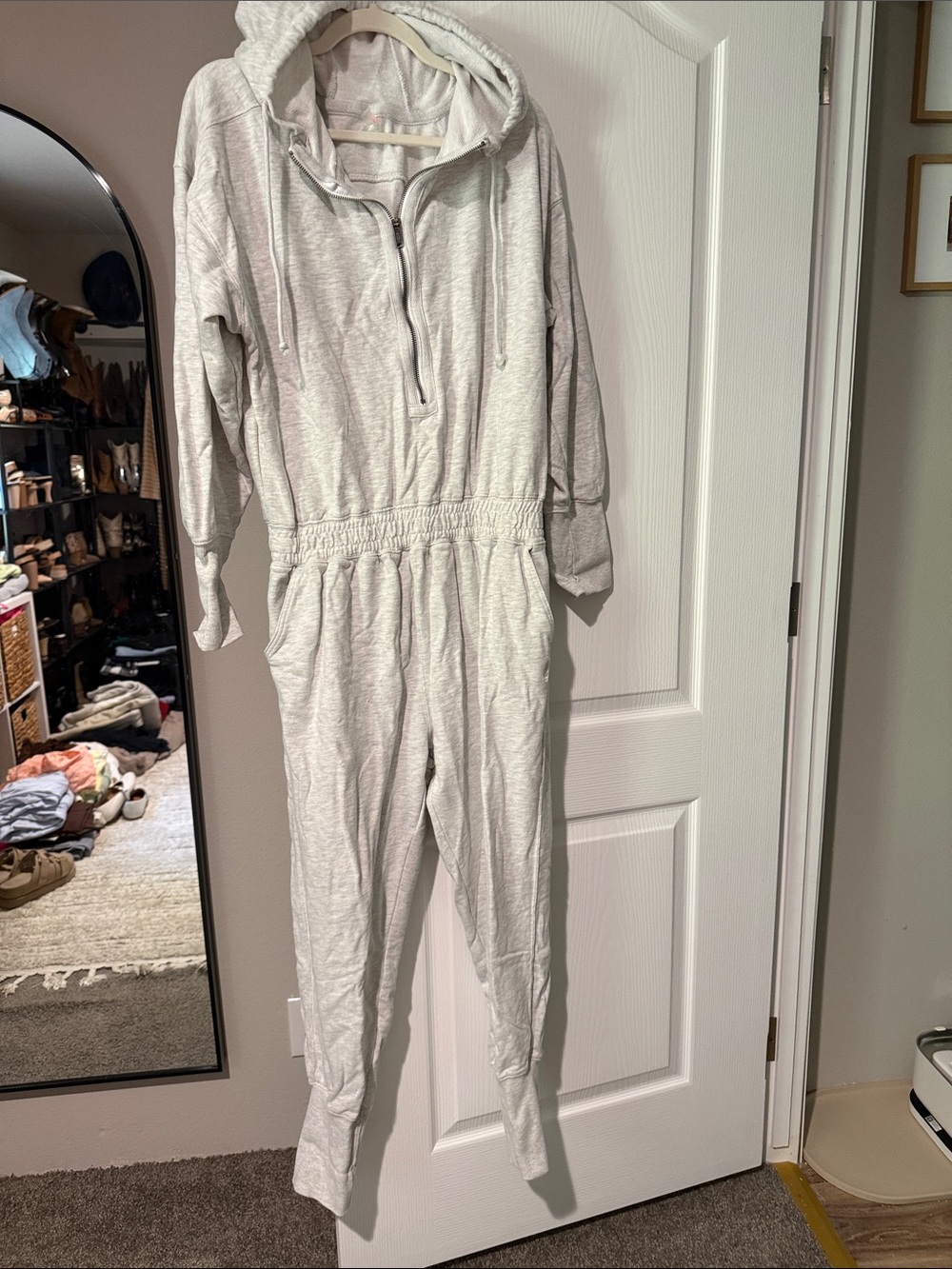 FP Movement Light Heather Gray Hooded Jumpsuit Romper